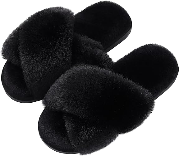 Women's Fuzzy Slippers, House Slippers, Open Toe Slippers Women's Fuzzy Slippers, House Slippers, Open Toe Slippers